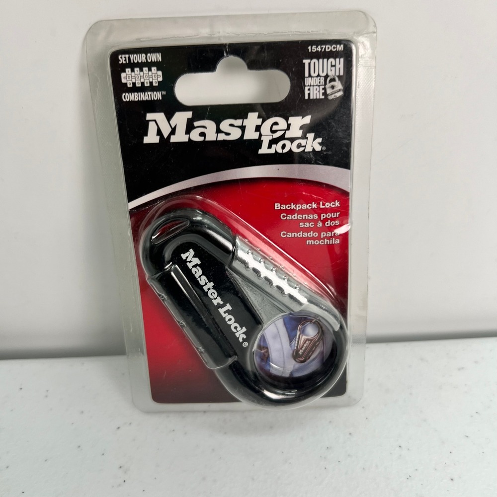 Master Lock 1547DCM Backpack Lock 3-Dial Combination Resettable Black Silver NEW
